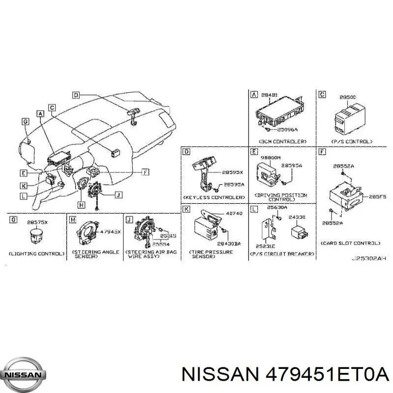Czujnik kąta skrętu kierownicy Nissan/Infiniti 479451ET0A cena, od 76,62 USD