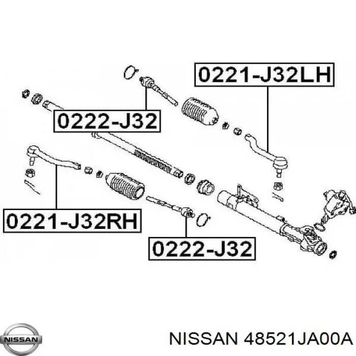 Drążek kierowniczy Nissan/Infiniti 48521JA00A cena, od 14,57 USD
