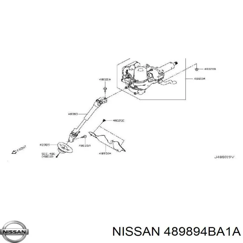 489894BA1A Nissan/Infiniti Osłona kierowniczego wału Cardana