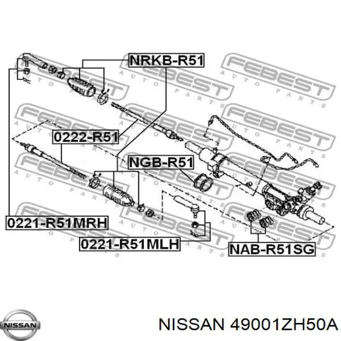 Listwa kierownicza (maglownica) Nissan/Infiniti 490013X03A cena, od 381,26 USD