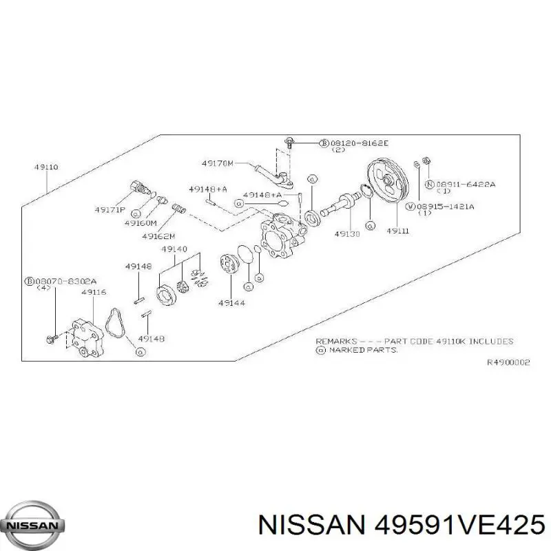 Zestaw naprawczy pompy wspomagania hydraulicznego Nissan/Infiniti 49591VE425 cena, od 16,57 USD