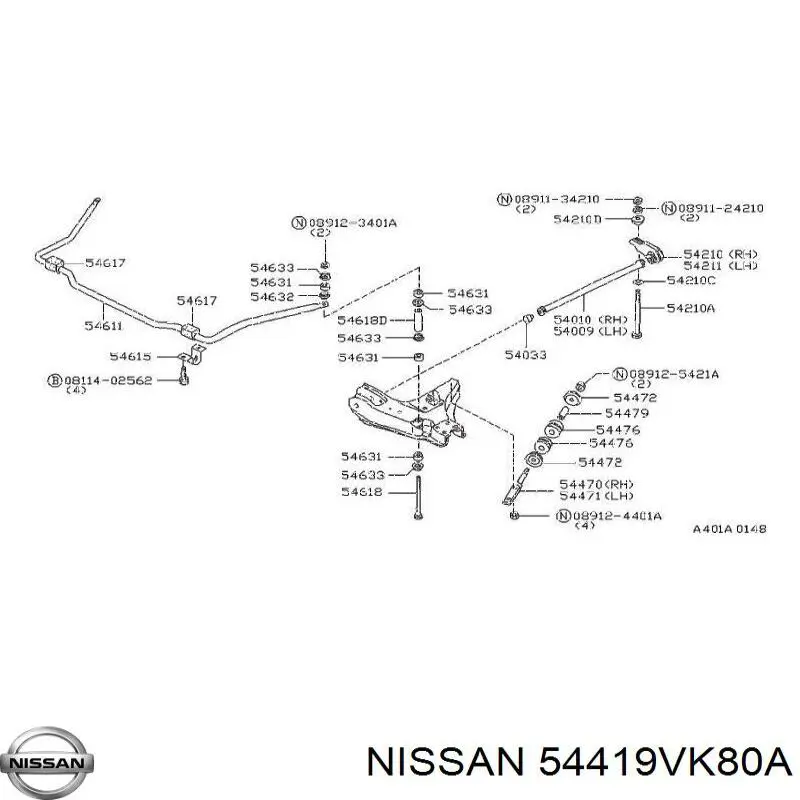Śruba mocowania wahacza przedniego, dolnego Nissan/Infiniti 54419B9500 cena, od 11,39 USD