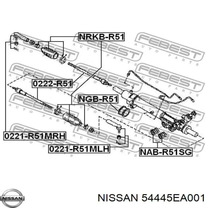 Do koszyka 54445EA001 Nissan/Infiniti Tulejka mocowania maglownicy