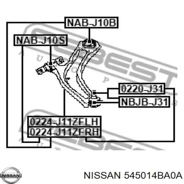 Wahacz zawieszenia przedniego dolny lewy Nissan/Infiniti 545014BA0A cena, od 71,72 USD