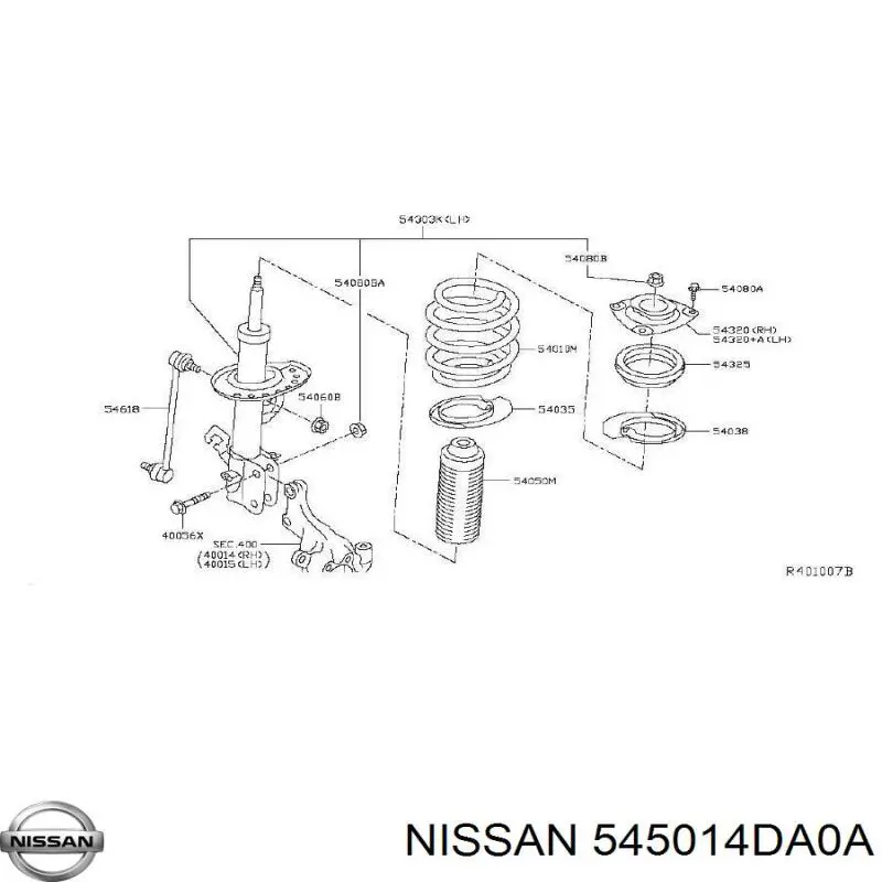 545014DA0A Nissan/Infiniti Wahacz zawieszenia przedniego dolny lewy