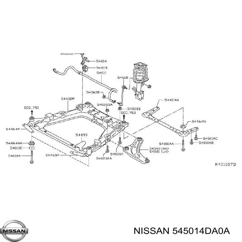 Do koszyka 545014DA0A Nissan/Infiniti Wahacz zawieszenia przedniego dolny lewy