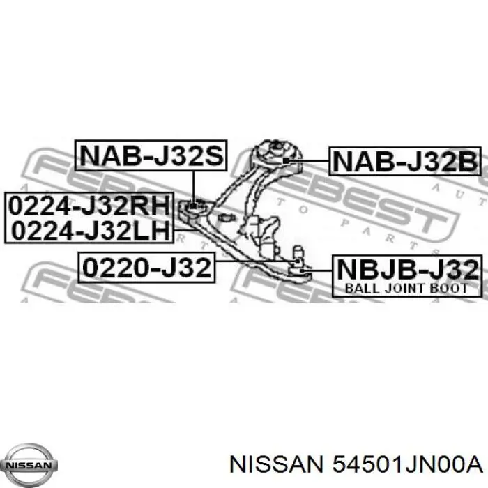 Wahacz zawieszenia przedniego dolny lewy Nissan/Infiniti 54501JN00A cena, od 208,38 USD