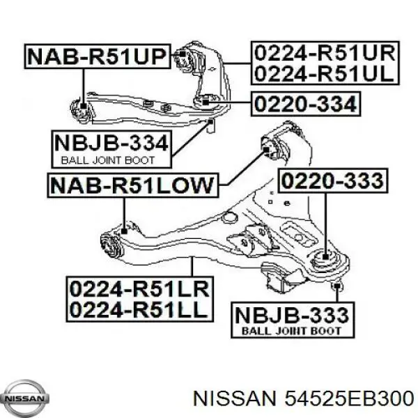 Wahacz zawieszenia przedniego górny lewy Nissan/Infiniti 54525EB300 cena, od 75,67 USD