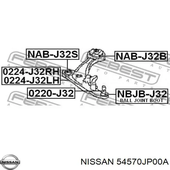 Do koszyka 54570JP00A Nissan/Infiniti Wahacz zawieszenia przedniego dolny prawy