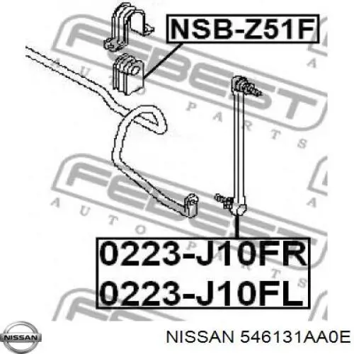 Do koszyka 546131AA0E Nissan/Infiniti Tuleja stabilizatora przedniego