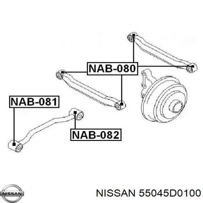 Silentblock tylnego wahacza podłużnego przedni Nissan/Infiniti 55045D0100 cena, od 11,12 USD
