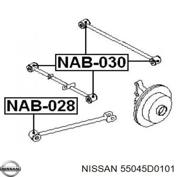 Silentblock tylnego wahacza podłużnego przedni 55045D0101 Nissan/Infiniti
