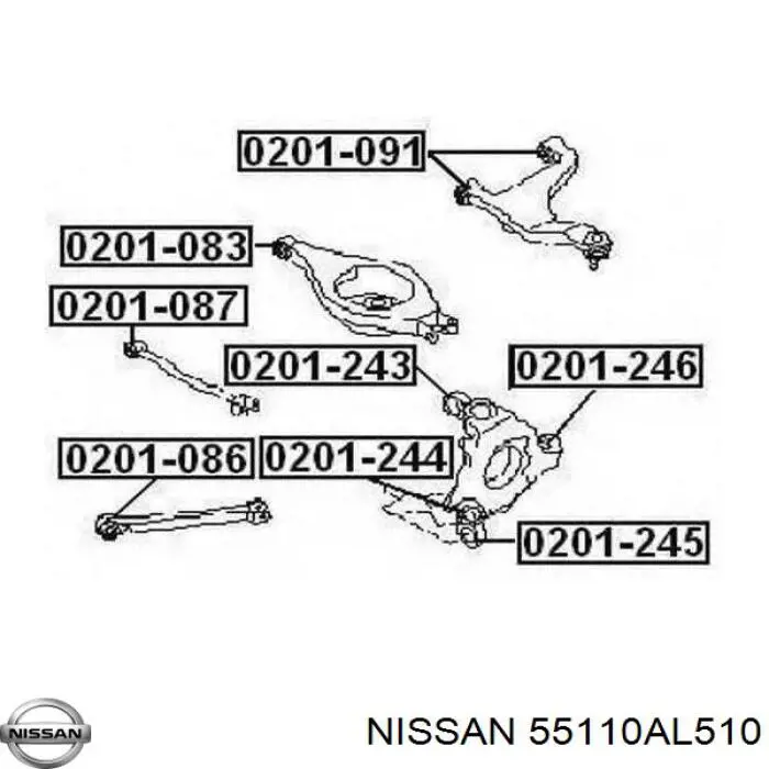 Do koszyka 55110AL510 Nissan/Infiniti Drążek podłużny zawieszenia tylnego