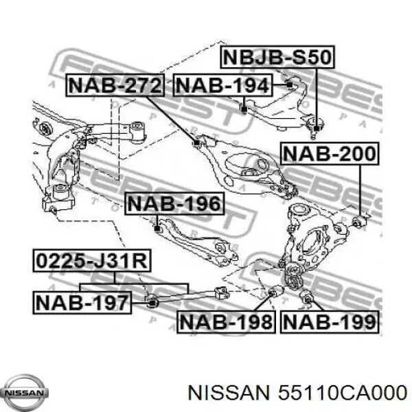 Do koszyka 55110CA000 Nissan/Infiniti Drążek podłużny zawieszenia tylnego