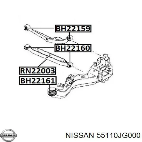 55110JG000 Nissan wahacz zawieszenia tylnego dolny prawy