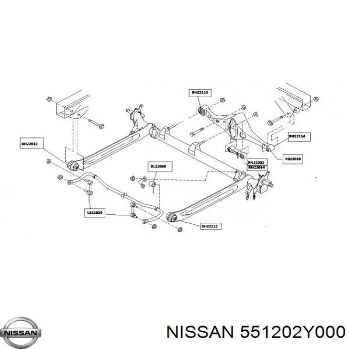Do koszyka 551202Y000 Nissan/Infiniti Poprzeczny drążek reakcyjny zawieszenia tylnego