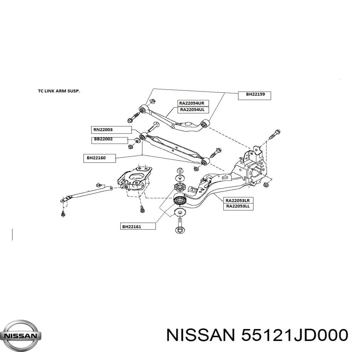 Do koszyka 55121JD000 Nissan/Infiniti Wahacz zawieszenia tylnego górny lewy