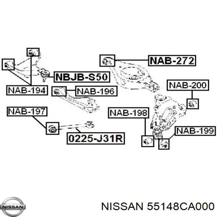 Silentblock czopu tylnego Nissan/Infiniti 55148CA000 cena, od 10,86 USD