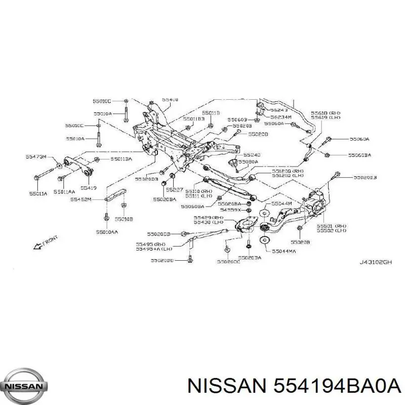 Wspornik (trawers) tylnego reduktora przedni Nissan Rogue (T32U)