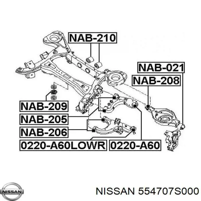 Silentblock tylnej belki Nissan/Infiniti 554707S000 cena, od 17,64 USD