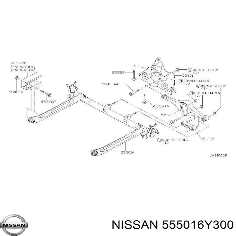Korpus osi tylnej Nissan/Infiniti 555016Y300 cena, od 21,57 USD
