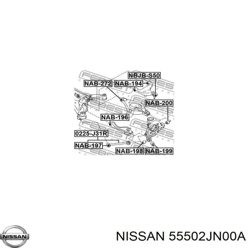 Wahacz zawieszenia tylnego górny lewy Nissan/Infiniti 55502JN00A cena, od 73,75 USD