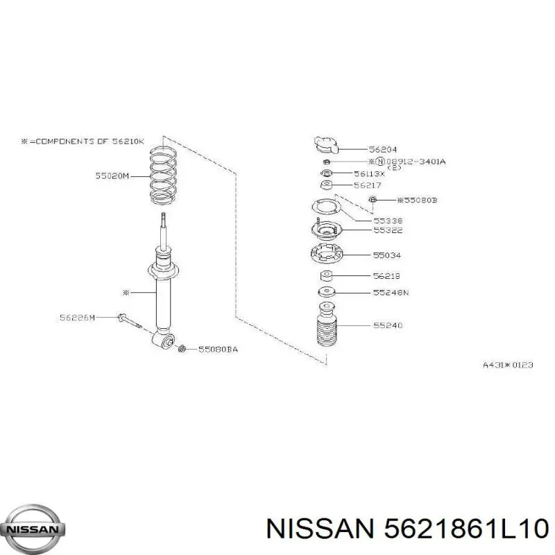 Poduszka amortyzatora tylnego Nissan/Infiniti 5621861L10 cena, od 9,17 USD