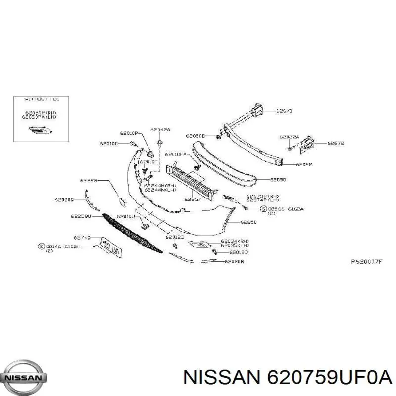 620759UF0A Nissan/Infiniti Listwa ochronna zderzaka przedniego lewa