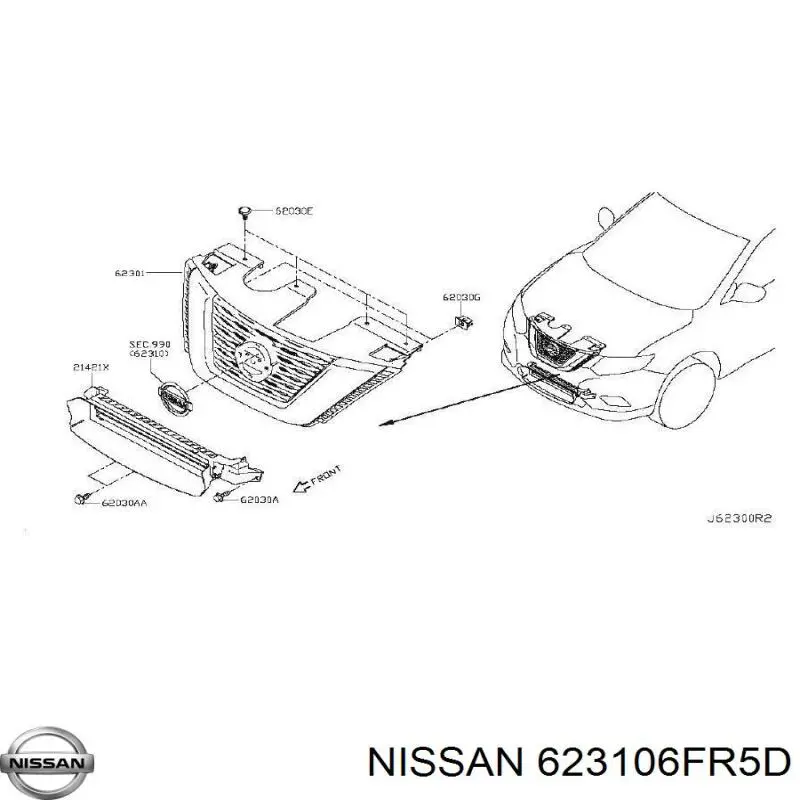 623106FR5D Nissan/Infiniti Atrapa chłodnicy