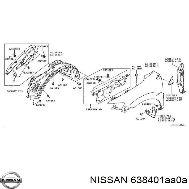 Nadkole błotnika przedniego prawe do Nissan Murano  Z51