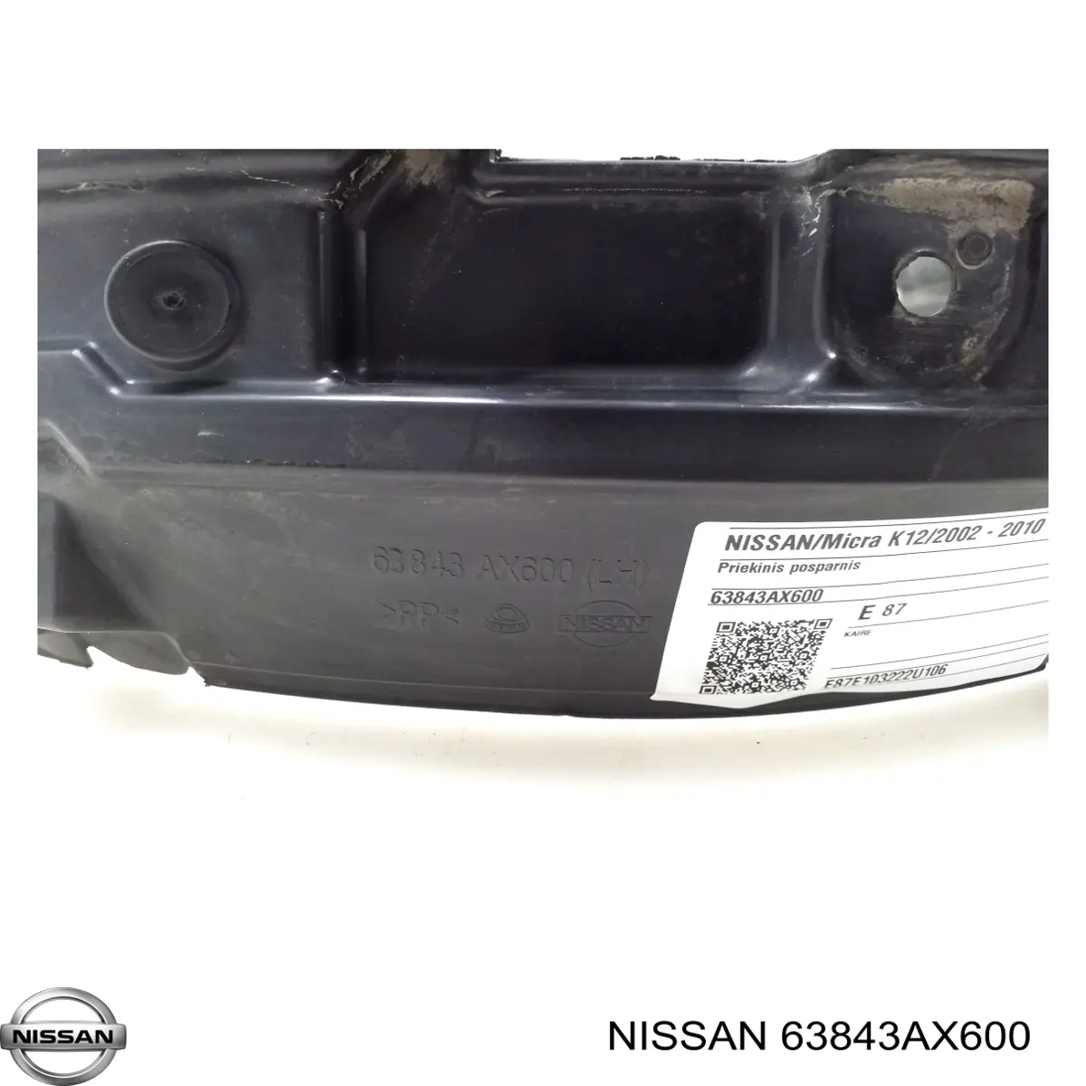 Do koszyka 63843AX600 Nissan/Infiniti Nadkole błotnika przedniego lewe
