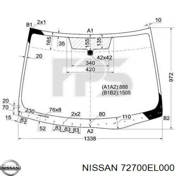 Szyba przednia Nissan Tiida hatchback (C11X) (2004 - 2014) cena, od 108,23 USD