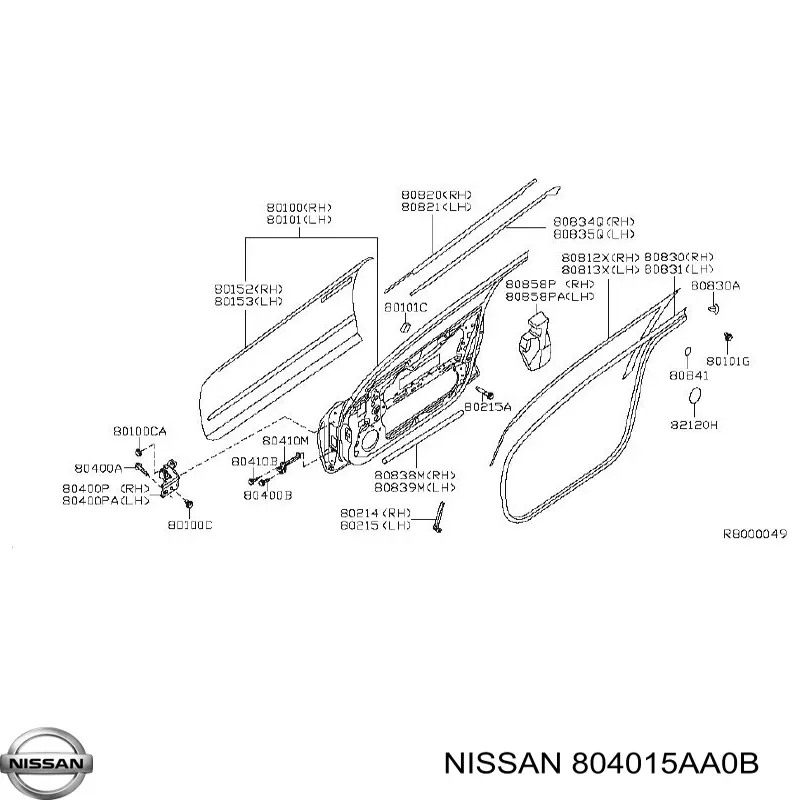 804015AA0B Nissan/Infiniti Zawias drzwi przednich lewych