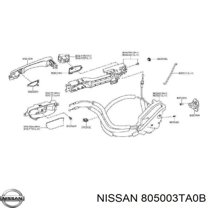 805003TA0B Nissan/Infiniti Zamek drzwi przednich prawych