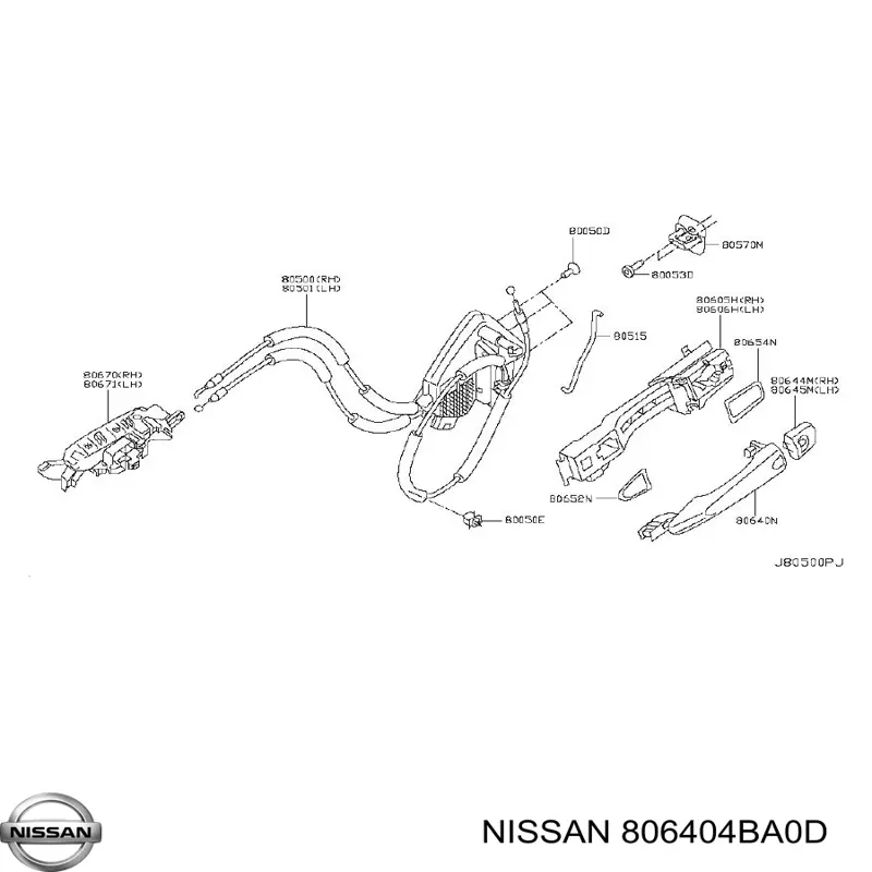 Klamka drzwi tylnych zewnętrzna Nissan Rogue (T32U)