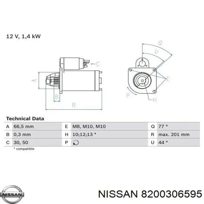 Rozrusznik Nissan/Infiniti 8200306595 cena, od 62,99 USD