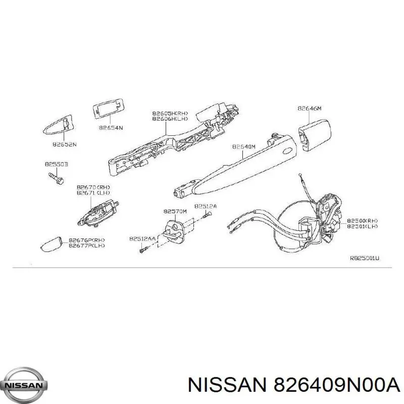 Klamka drzwi tylnych zewnętrzna Nissan LEAF (ZE0U)