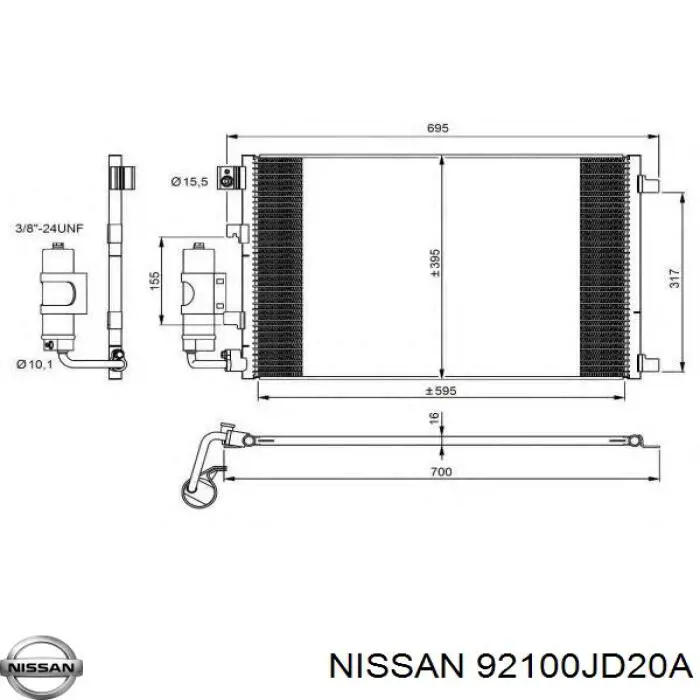 Chłodnica klimatyzacji Nissan/Infiniti 92100JD20A cena, od 98,98 USD