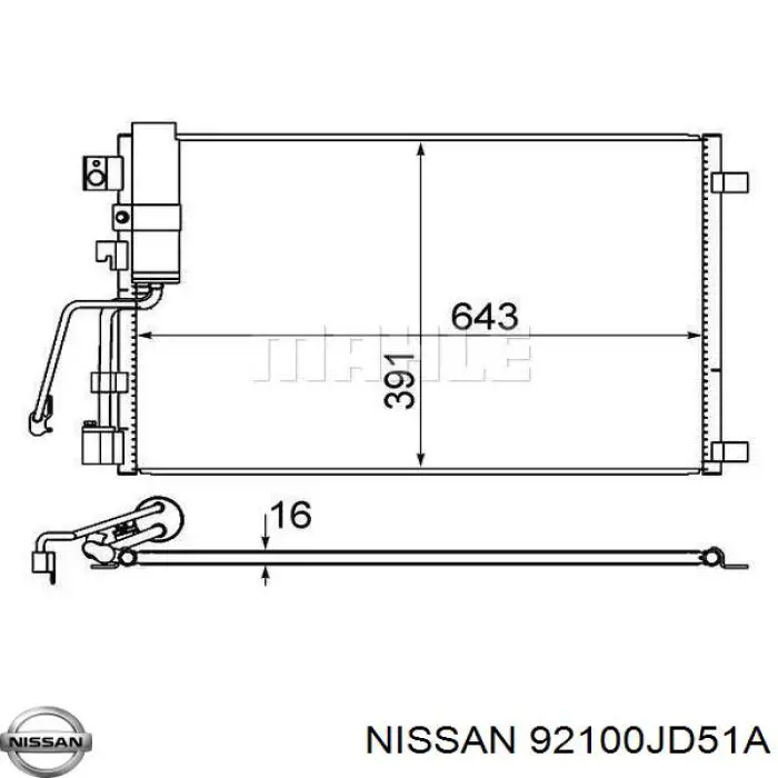 Chłodnica klimatyzacji Nissan/Infiniti 92100JD51A cena, od 111,31 USD