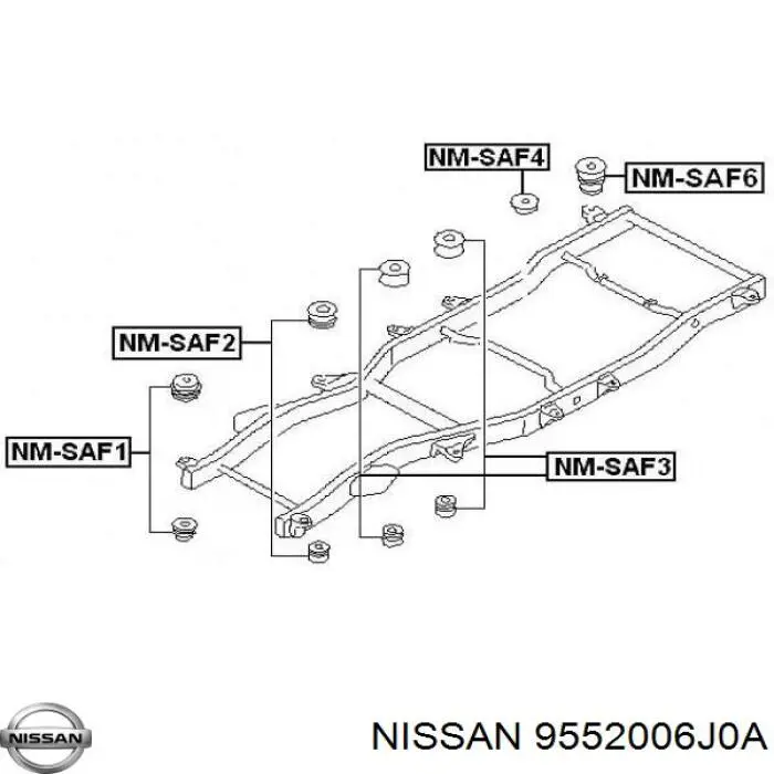 Do koszyka 9552006J0A Nissan/Infiniti Poduszka ramy (mocowania nadwozia)