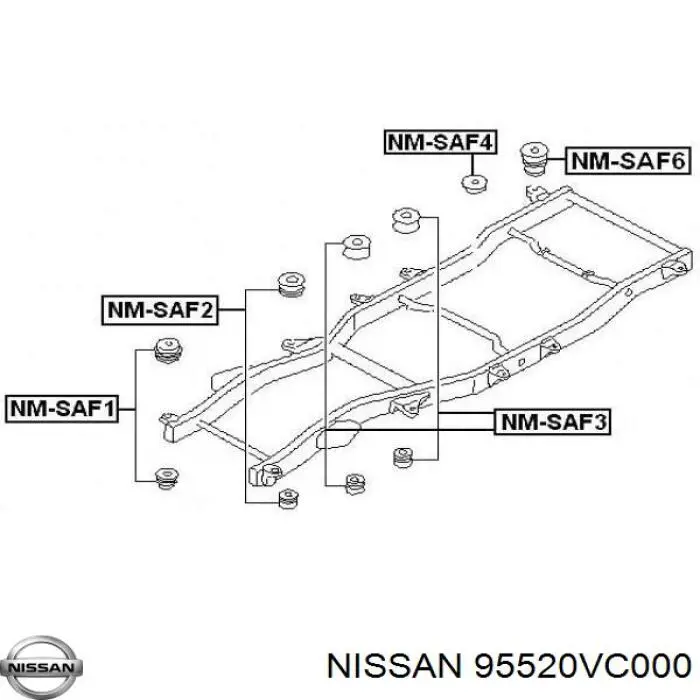 Poduszka ramy (mocowania nadwozia) Nissan/Infiniti 95520VC000 cena, od 27,27 USD