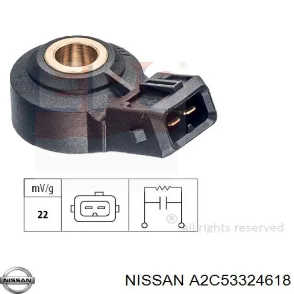 Do koszyka A2C53324618 Nissan/Infiniti Czujnik stukowy (czujnik spalania stukowego)
