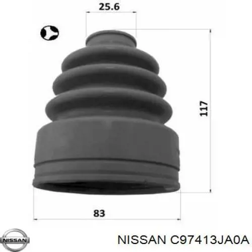 Osłona przegubu homokinetycznego półosi przedniej wewnętrzna Nissan/Infiniti C97413JA0A cena, od 39,92 USD