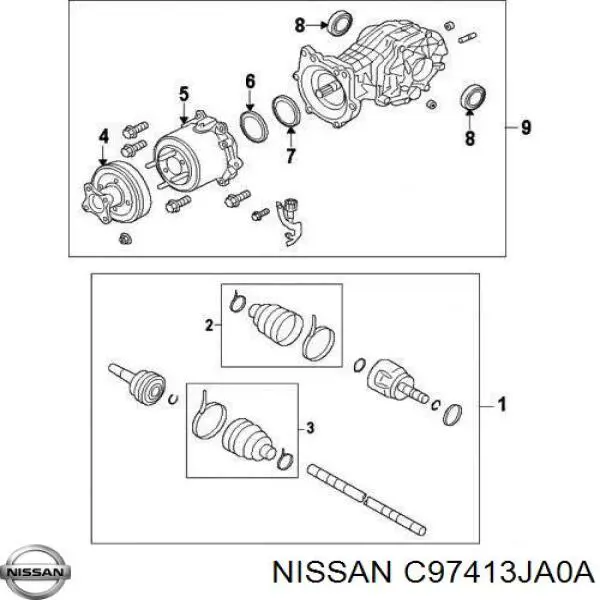 Do koszyka C97413JA0A Nissan/Infiniti Osłona przegubu homokinetycznego półosi przedniej wewnętrzna