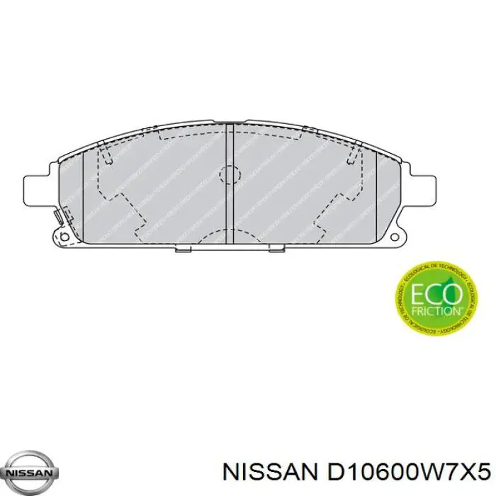 Klocki hamulcowe przednie tarczowe Nissan/Infiniti D10600W7X5 cena, od 28,69 USD