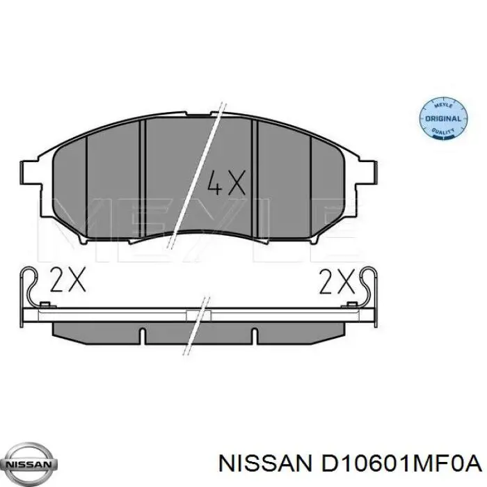 Klocki hamulcowe przednie tarczowe Nissan/Infiniti D10601MF0A cena, od 57,66 USD