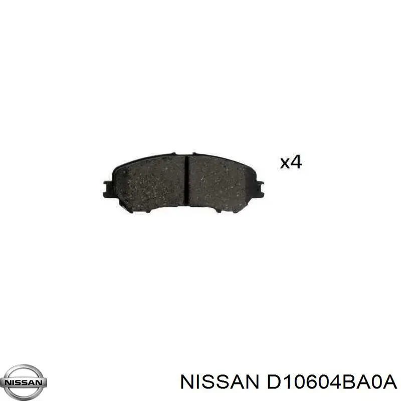 Do koszyka D10604BA0A Nissan/Infiniti Klocki hamulcowe przednie tarczowe