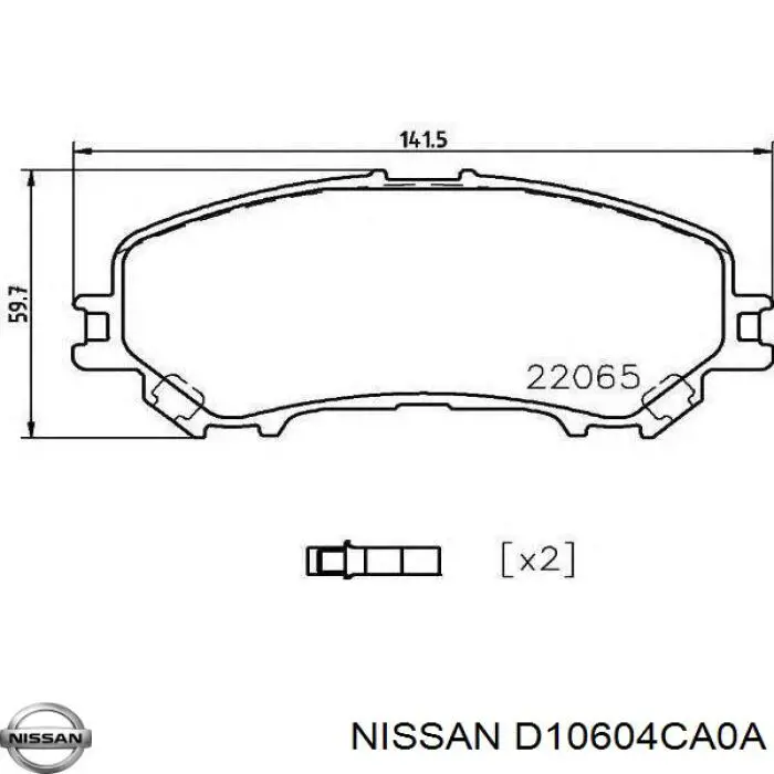 D10604CA0A Nissan klocki hamulcowe przednie tarczowe