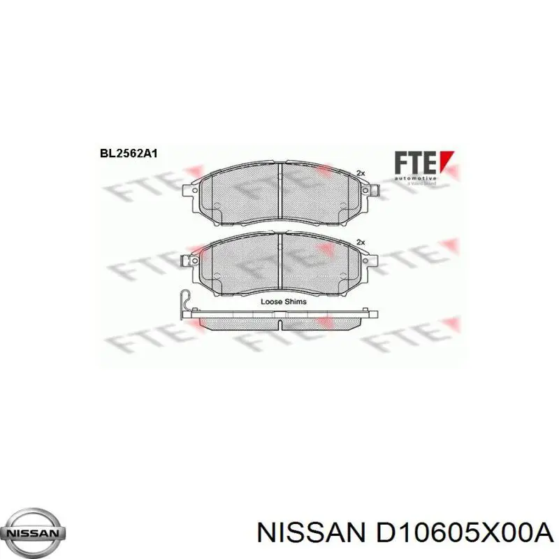 Klocki hamulcowe przednie tarczowe Nissan/Infiniti D10605X00A cena, od 30,19 USD