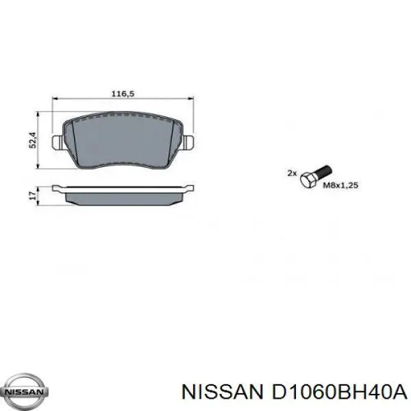 Klocki hamulcowe przednie tarczowe D1060BH40A Nissan/Infiniti
